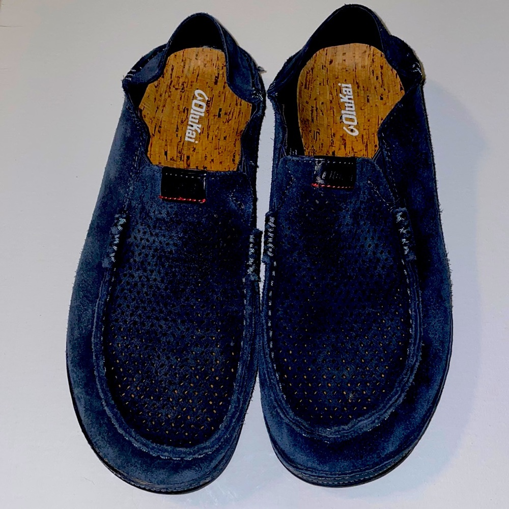 Men's OluKai Moloa Kohana Suede Loafers excellent condition